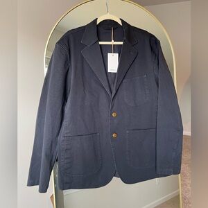 Quince NWT Navy Stretch Cotton Blazer XL Sold Out Style